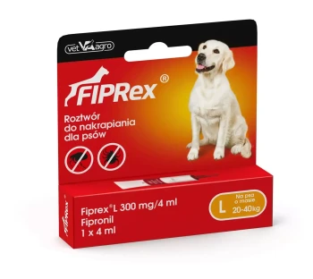 Vet-Agro Fiprex Pies L 20-40 kg, krople na pchły i kleszcze, 1 sztuka